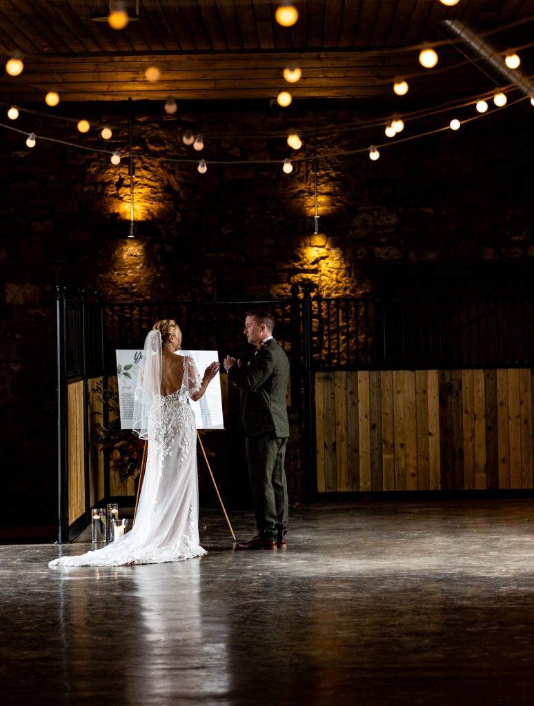 Bride and groom dance together,Ayrshire wedding photographer