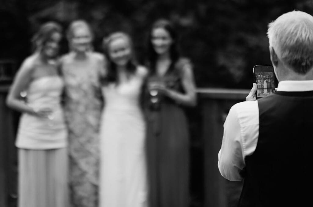 Bride with her friends on the terrace 
