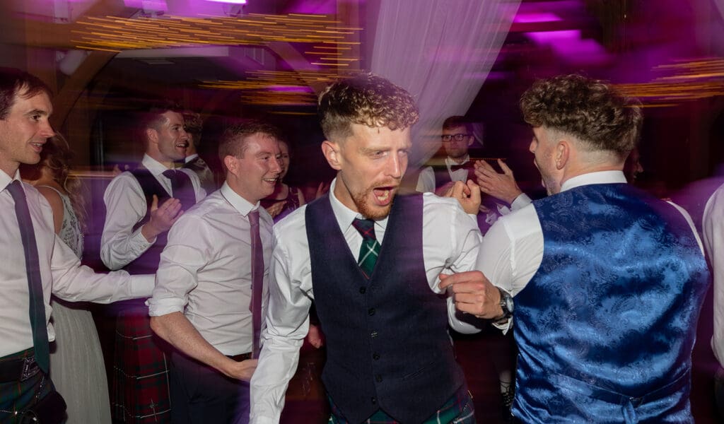 The chaos of a Scottish ceilidh at a wedding in Ayrshire 