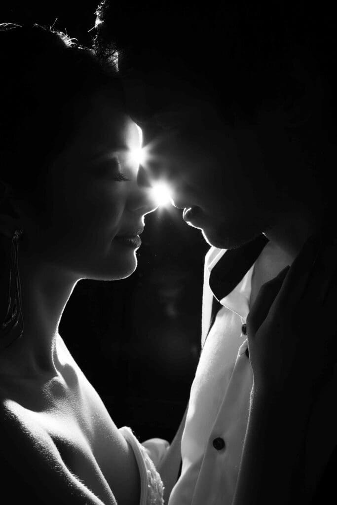 Bride and groom kiss on the dance floor in edinburgh, Scotland