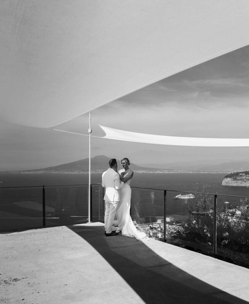 Bride and groom portrait in Sorrento Italy during Amalfi Coast destination wedding
