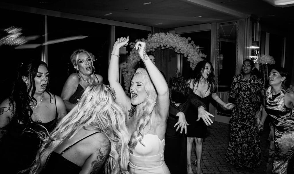 Wedding guests celebrating at Seamill Hydro, Scotland