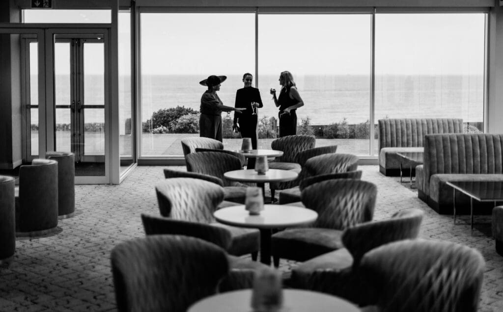 Wedding guests celebrating at Seamill Hydro, Scotland