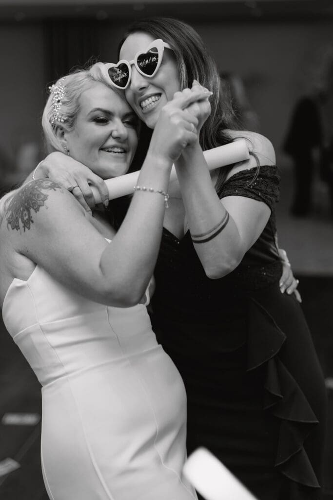 Wedding guests celebrating at Seamill Hydro, Scotland